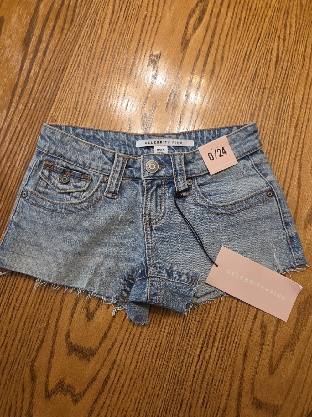 Celebrity Pink Light Denim Distressed Cutoff Jean Shorts